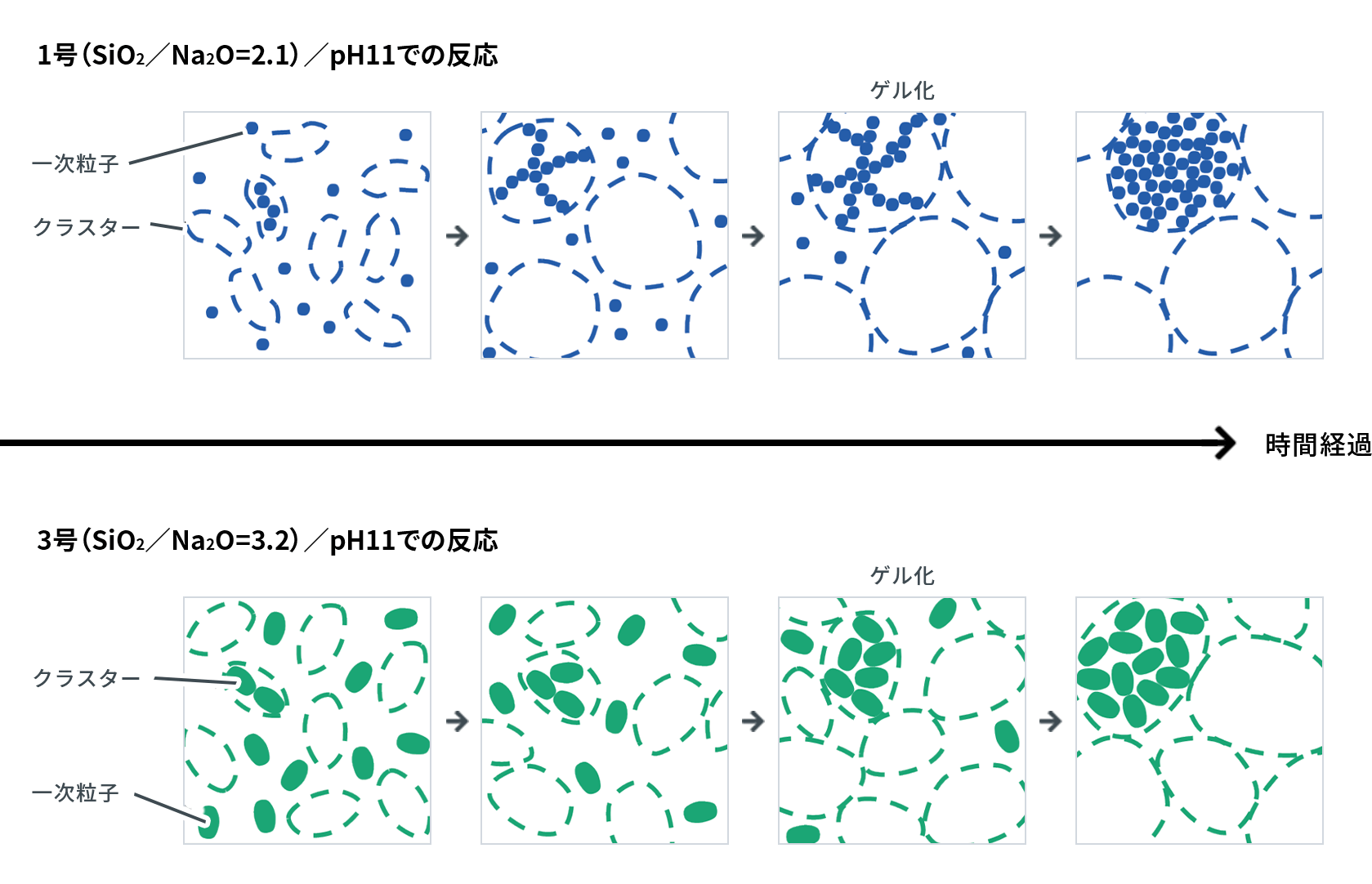 珪酸ソーダのゲル化過程